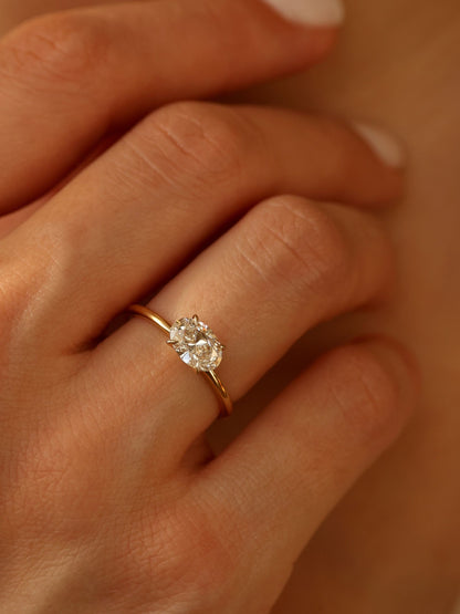 1 CT - 3 CT East-West Oval Cut Lab grown Diamond Solitaire Engagement Ring