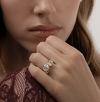 2.92 TCW Oval & Pear Cut Two Stone Moissanite Engagement Ring