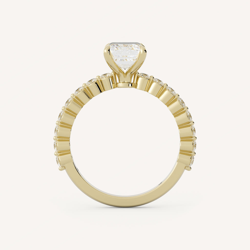 1 CT - 3 CT Emerald Cut Lab grown Diamond Pave Engagement Ring