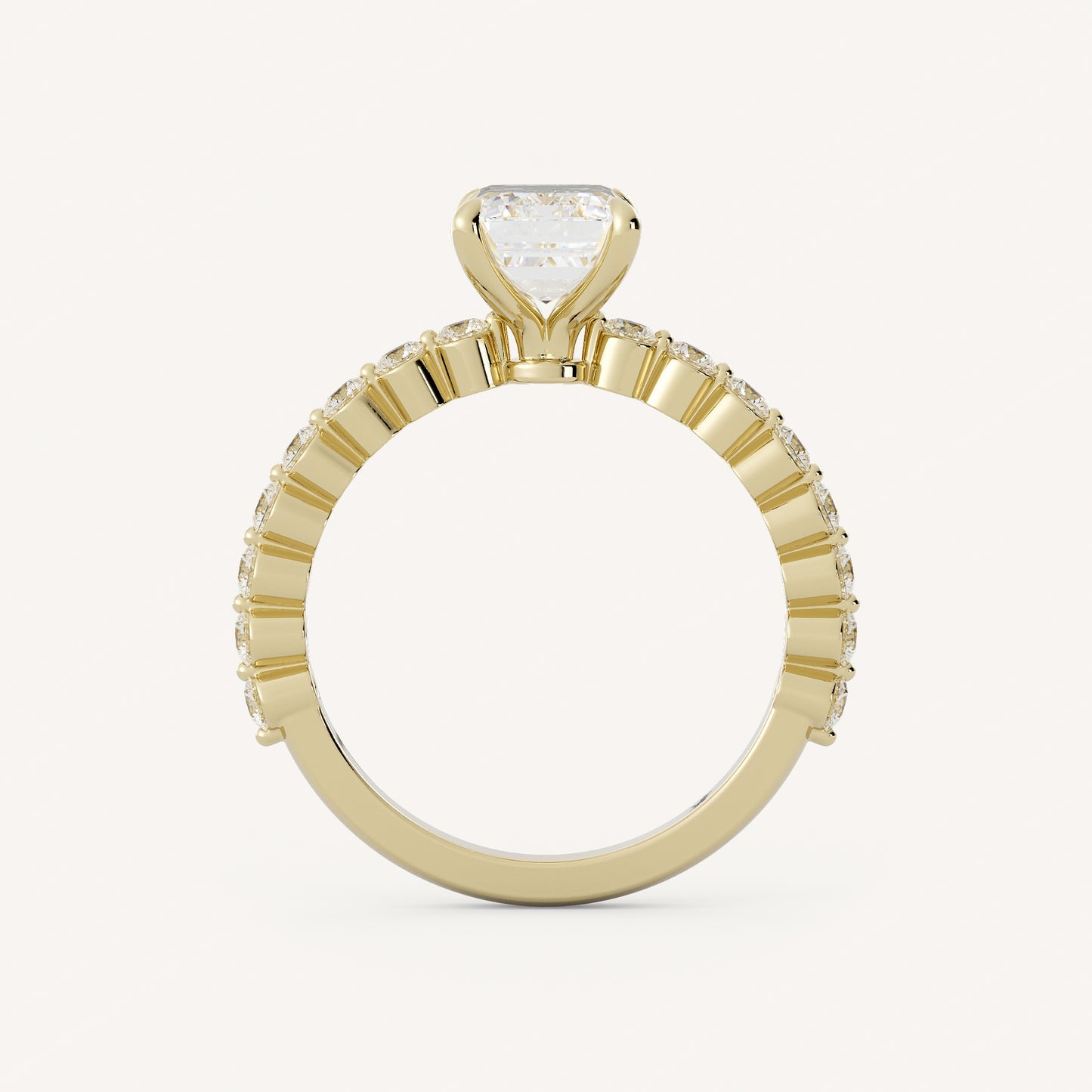 1 CT - 3 CT Emerald Cut Lab grown Diamond Pave Engagement Ring