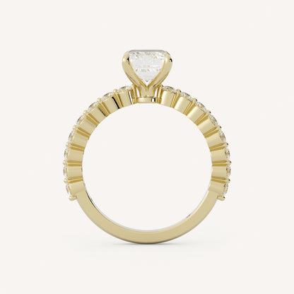 1 CT - 3 CT Emerald Cut Lab grown Diamond Pave Engagement Ring