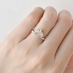 0.162 TCW Marquise & Round Moissanite Cluster Curved Wedding Band