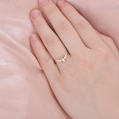 0.4 TCW Marquise Moissanite Cluster Curved Wedding Band