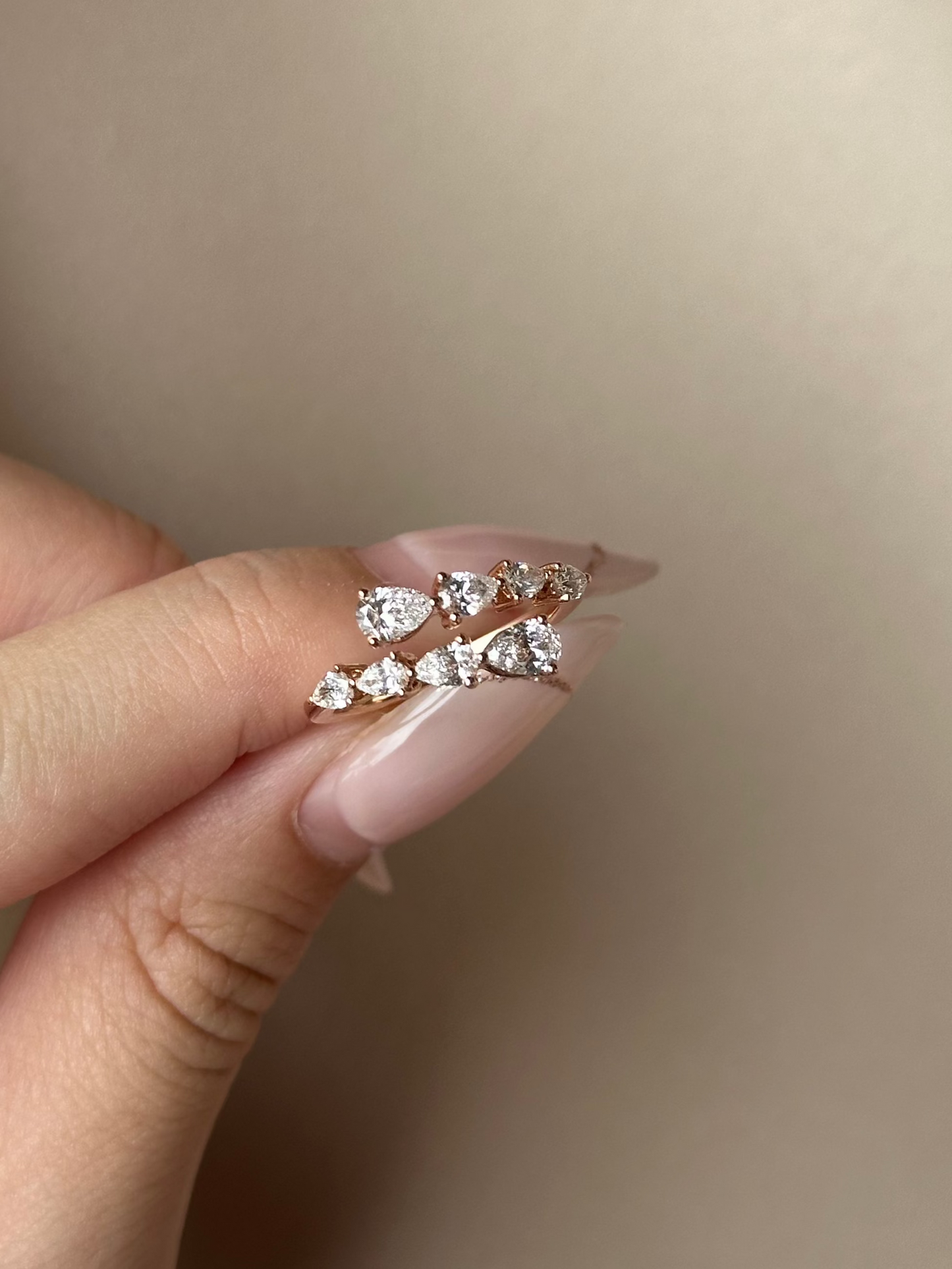 0.99 TCW Pear CVD Diamond Open Wedding Band