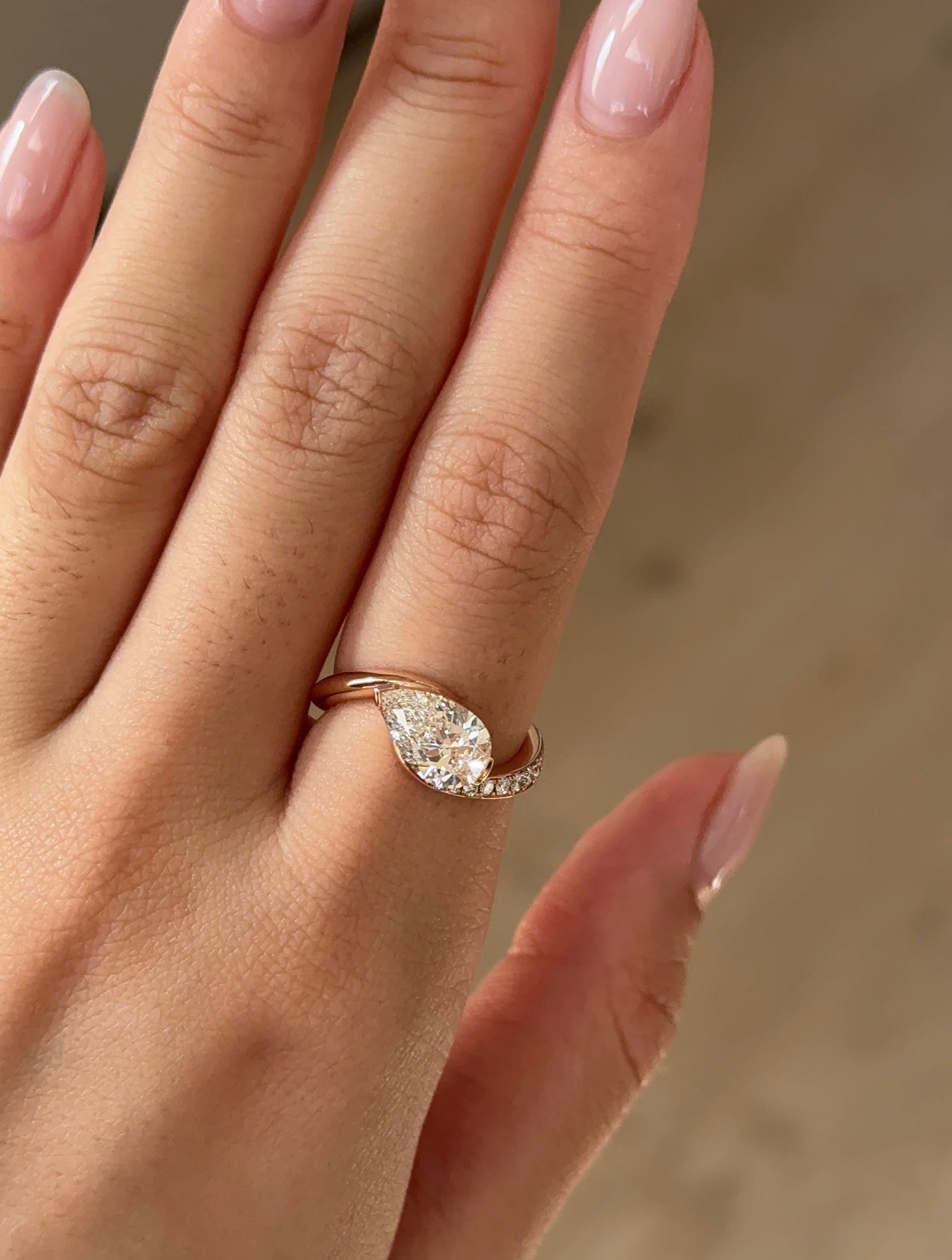 1.54 CT Pear Cut Lab grown Diamond Twisted Pave Engagement Ring