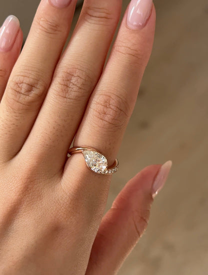 1.54 CT Pear Cut Lab grown Diamond Twisted Pave Engagement Ring