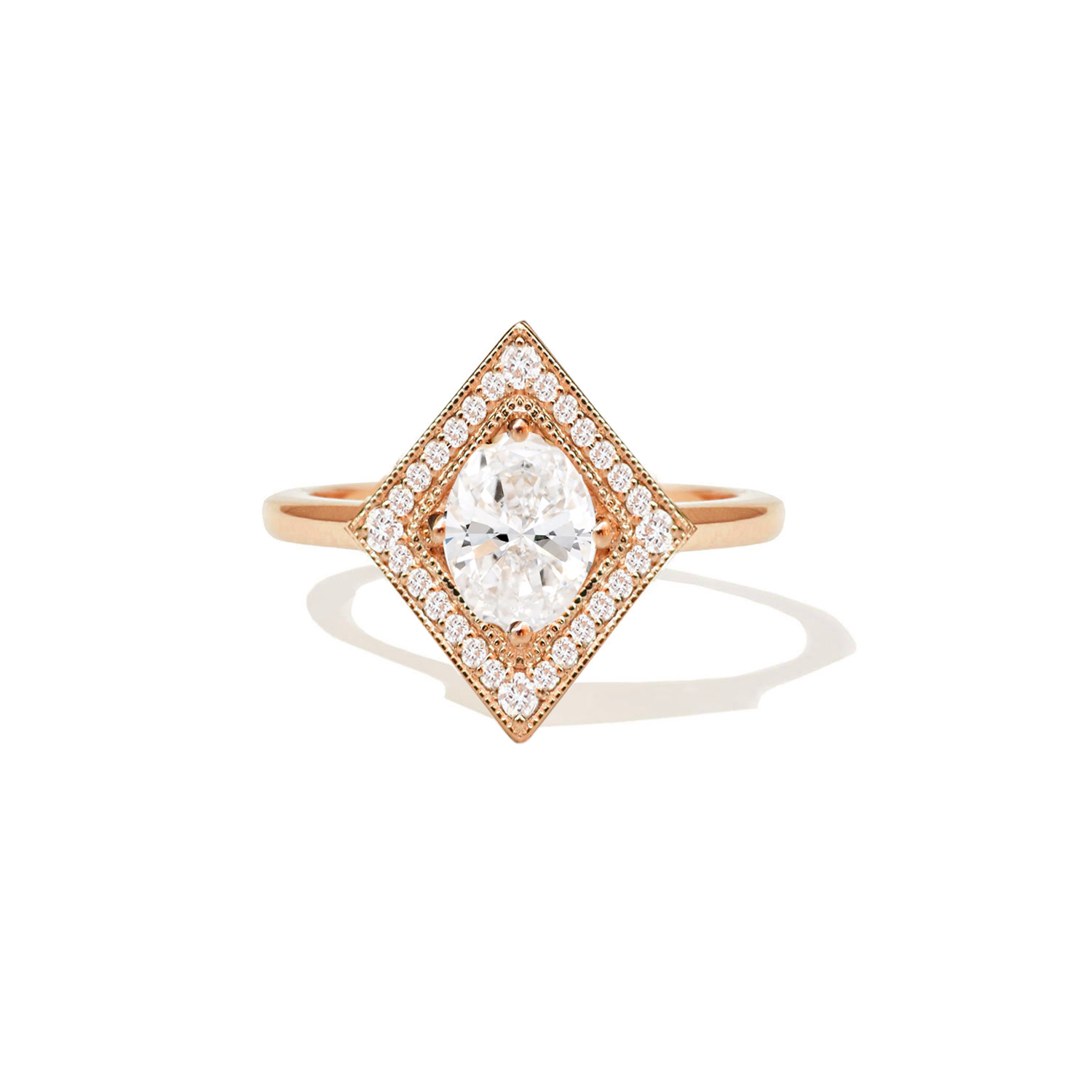 0.72 CT Oval Cut Moissanite Diamond Shape Mosaic Engagement Ring