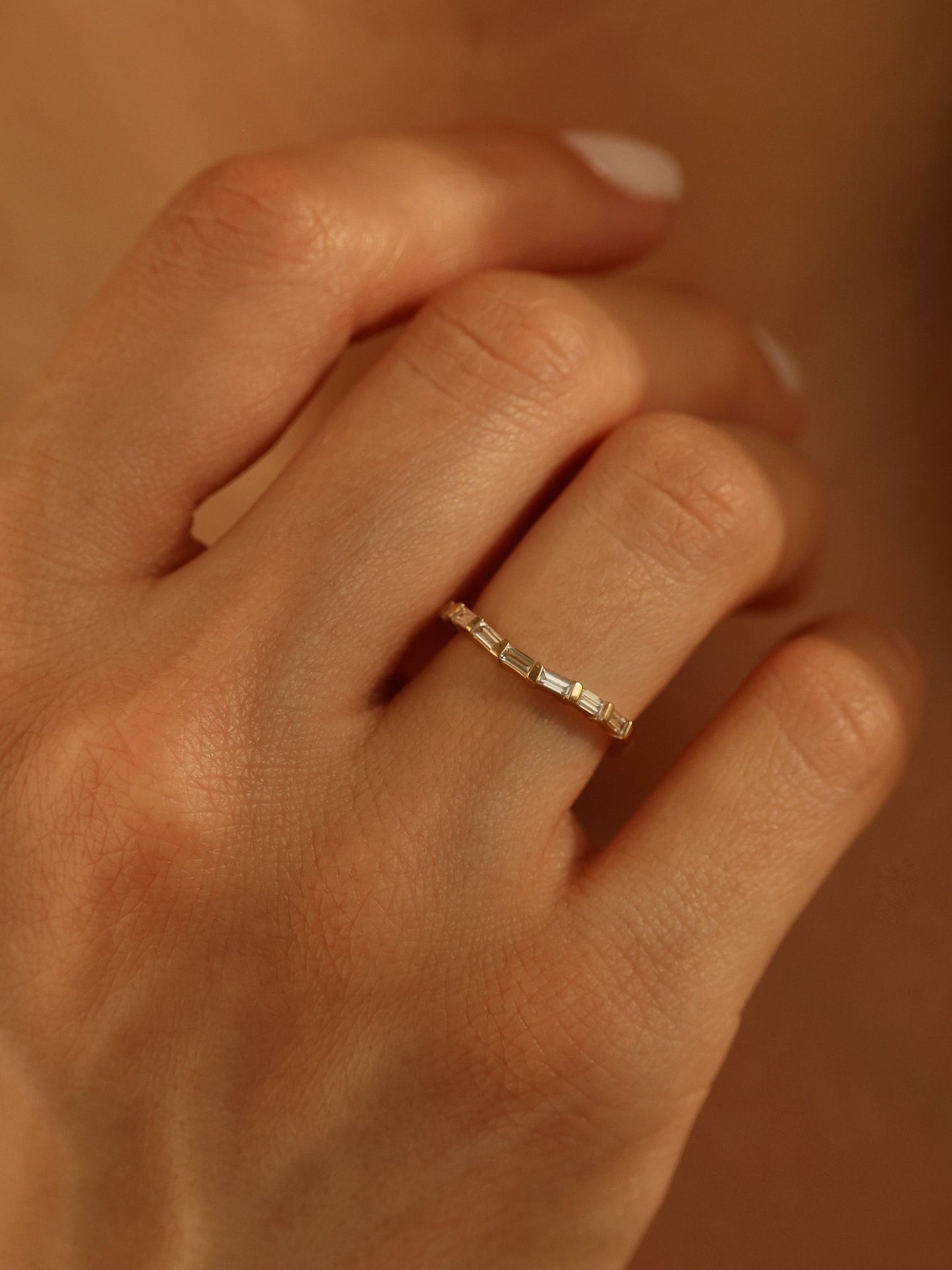 0.37 TCW Baguette CVD Diamond Curved Wedding Band