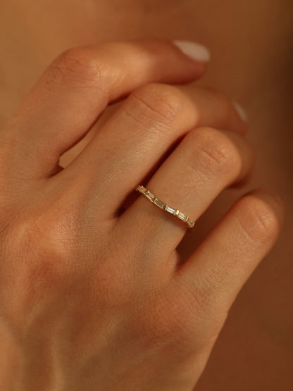 0.37 TCW Baguette CVD Diamond Curved Wedding Band