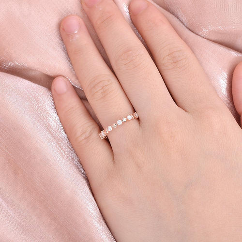 0.45 TCW Round Moissanite Cluster Wedding Band