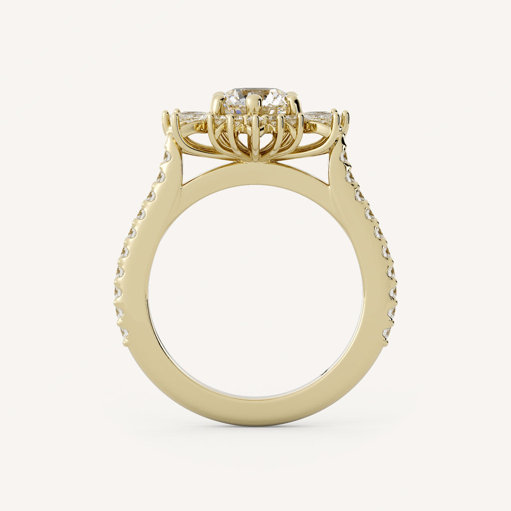 0.85 CT - 1.25 CT Round Cut Lab grown Diamond Halo & Pave Setting Engagement Ring