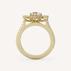 0.85 CT - 1.25 CT Round Cut Lab grown Diamond Halo & Pave Setting Engagement Ring