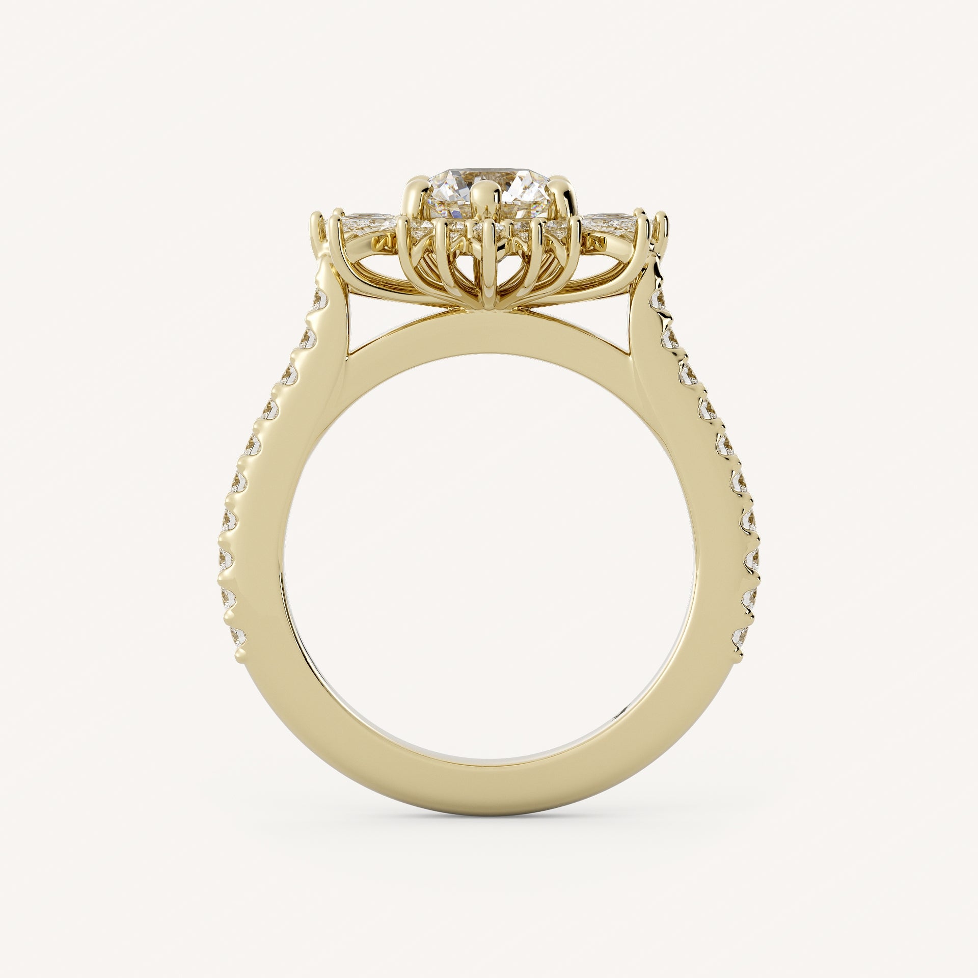 0.85 CT - 1.25 CT Round Cut Lab grown Diamond Halo & Pave Setting Engagement Ring