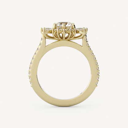 0.85 CT - 1.25 CT Round Cut Lab grown Diamond Halo & Pave Setting Engagement Ring