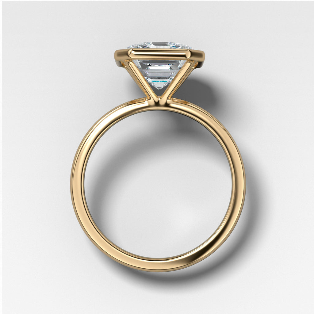 2 CT - 4 CT Asscher Cut Lab grown Diamond Solitaire Bezel Setting Engagement Ring