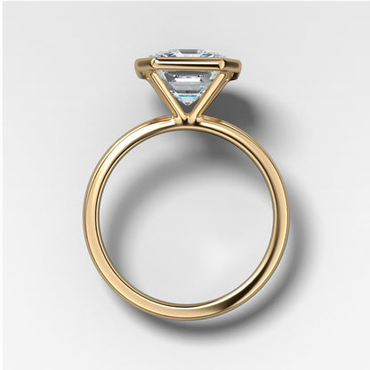 2 CT - 4 CT Asscher Cut Lab grown Diamond Solitaire Bezel Setting Engagement Ring