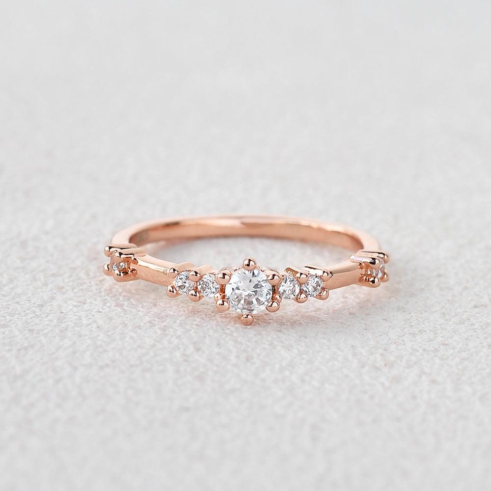 0.11 TCW Round Moissanite Scattered Wedding Band