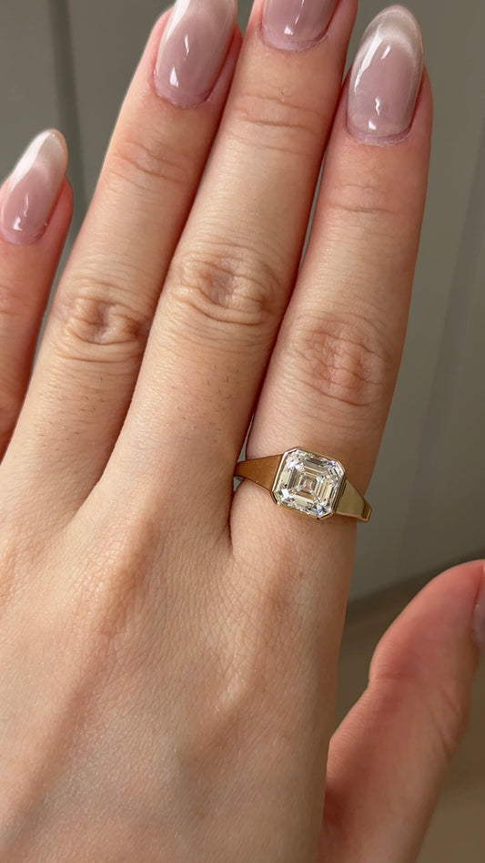 2.55 CT Asscher Cut Lab grown Diamond Bezel Engagement Ring