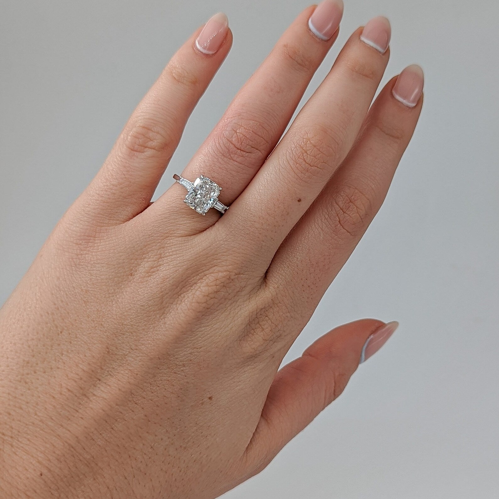 2 CT Radiant Cut Three Stone Moissanite Engagement Ring