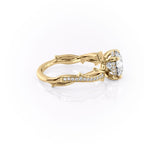 2 CT - 3 CT Round Cut Hidden Halo Twig Style Pave Moissanite Engagement Ring