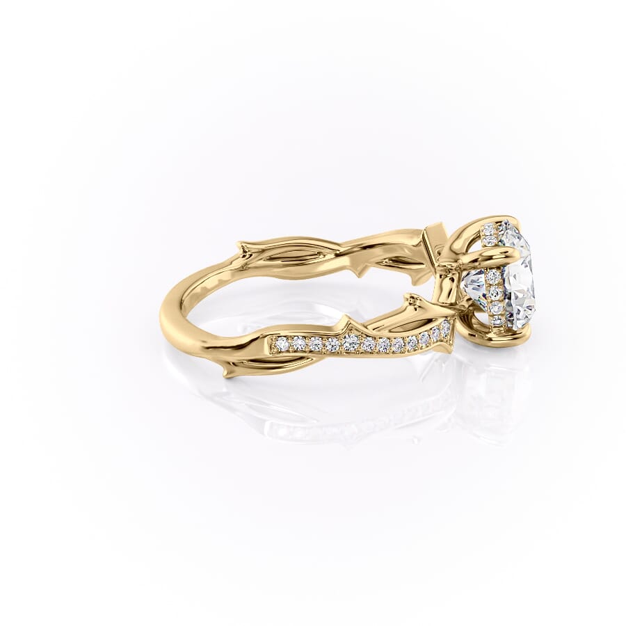 2 CT - 3 CT Round Cut Hidden Halo Twig Style Pave Moissanite Engagement Ring