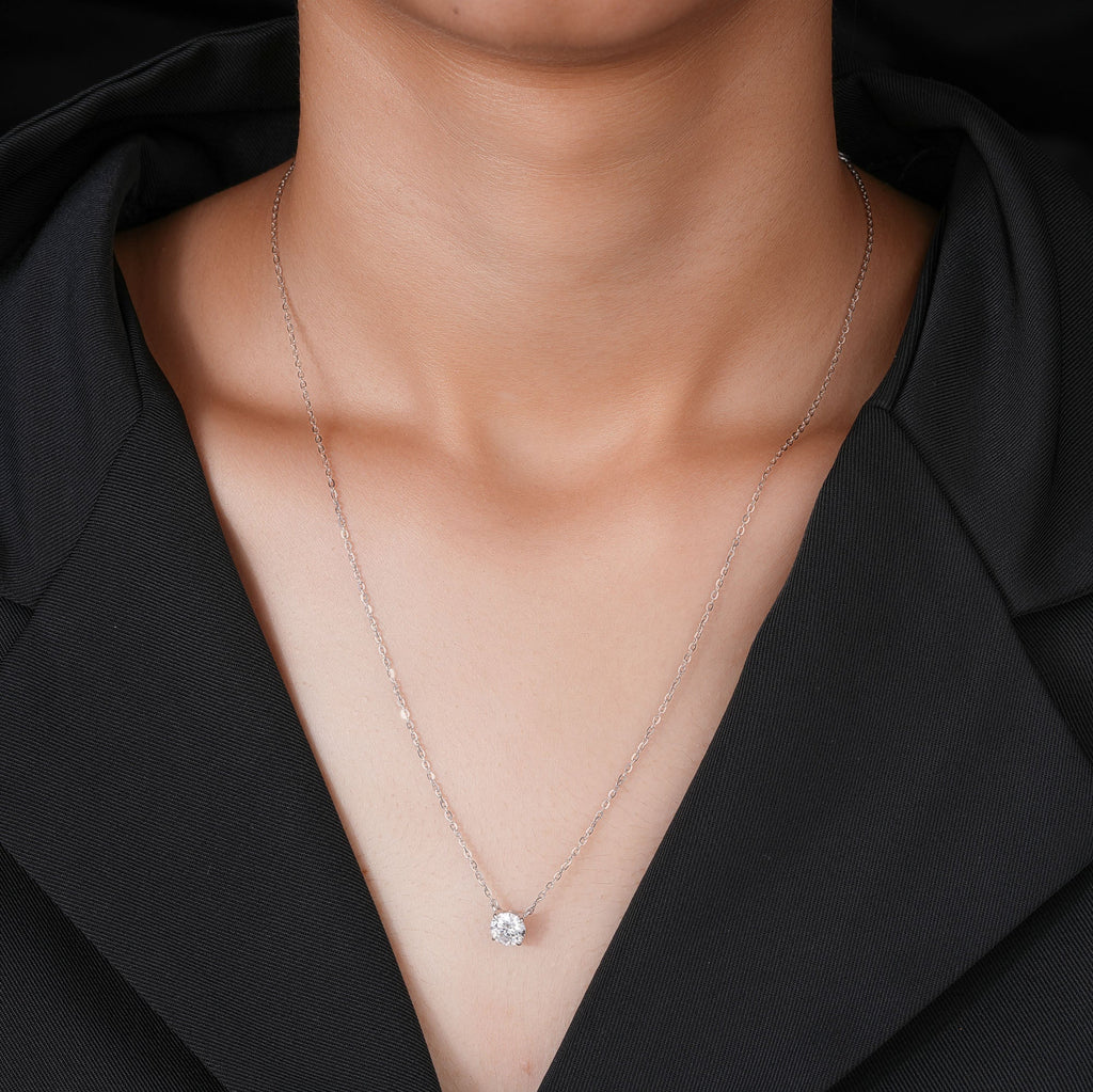 0.5 - 5.00 CT Round Cut Moissanite Diamond Solitaire Pendant Necklace