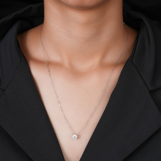 0.5 - 5.00 CT Round Cut Moissanite Diamond Solitaire Pendant Necklace