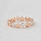0.65 TCW Round Moissanite Flower Inspired Cluster Wedding Band