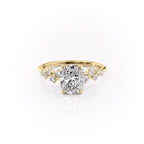 2 CT - 2.5 CT Elongated Cushion Cut Cluster Moissanite Engagement Ring