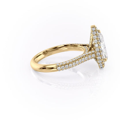 2 CT - 3 CT Pear Cut Halo Pave Set Moissanite Engagement Ring