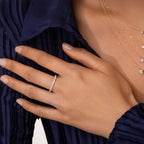 0.42 TCW Round Moissanite Half Eternity Wedding Band