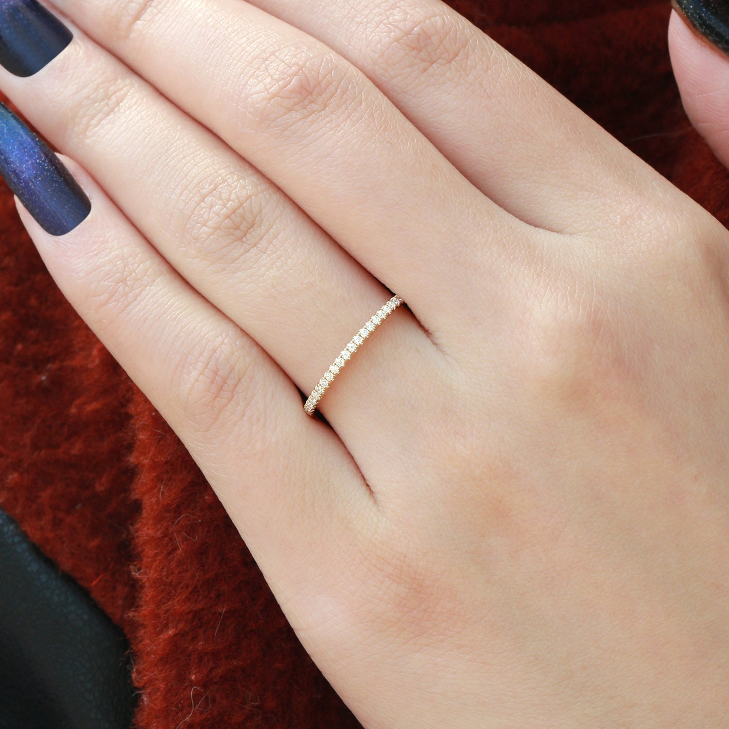 0.2 TCW Round Moissanite Full Eternity Wedding Band