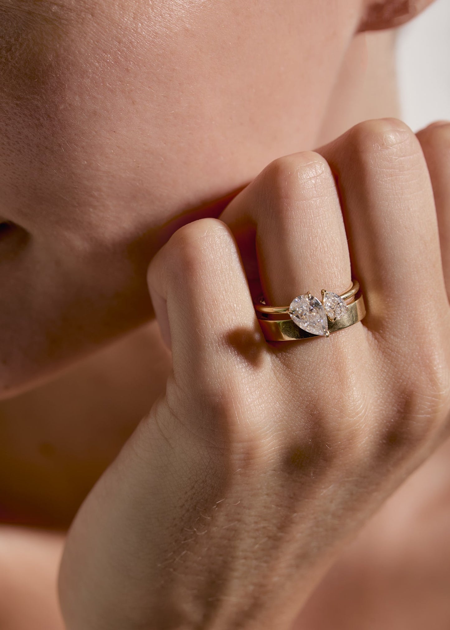 1.25 TCW Pear Cut Two Stone Moissanite Engagement Ring