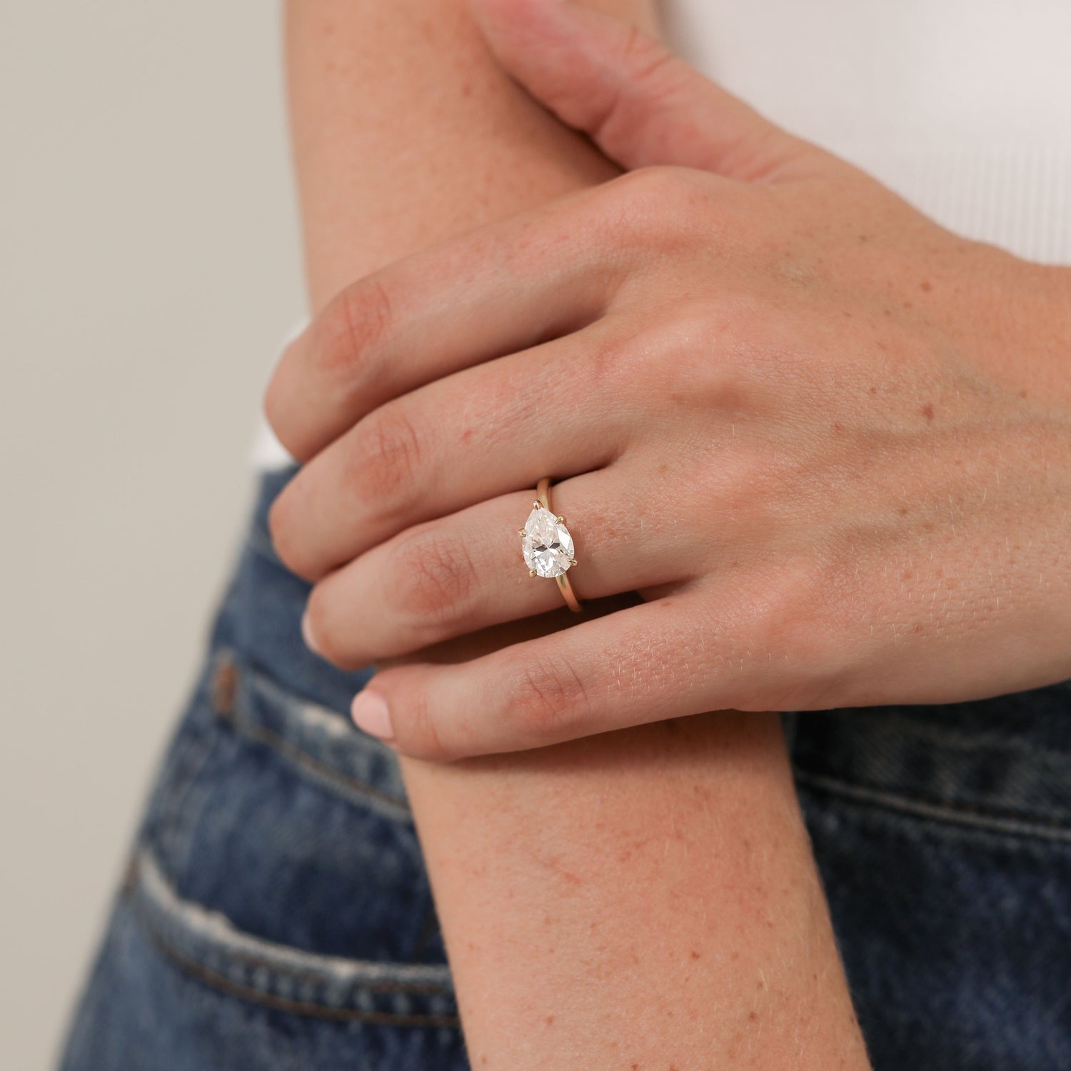 Pear Cut Diamond East-West Setting Engagement Ring