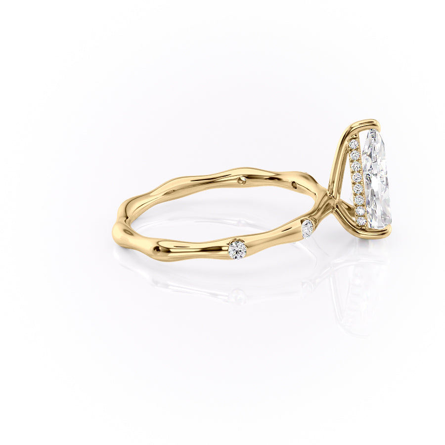 2 CT - 3 CT Pear Cut Hidden Halo Dainty Moissanite Engagement Ring