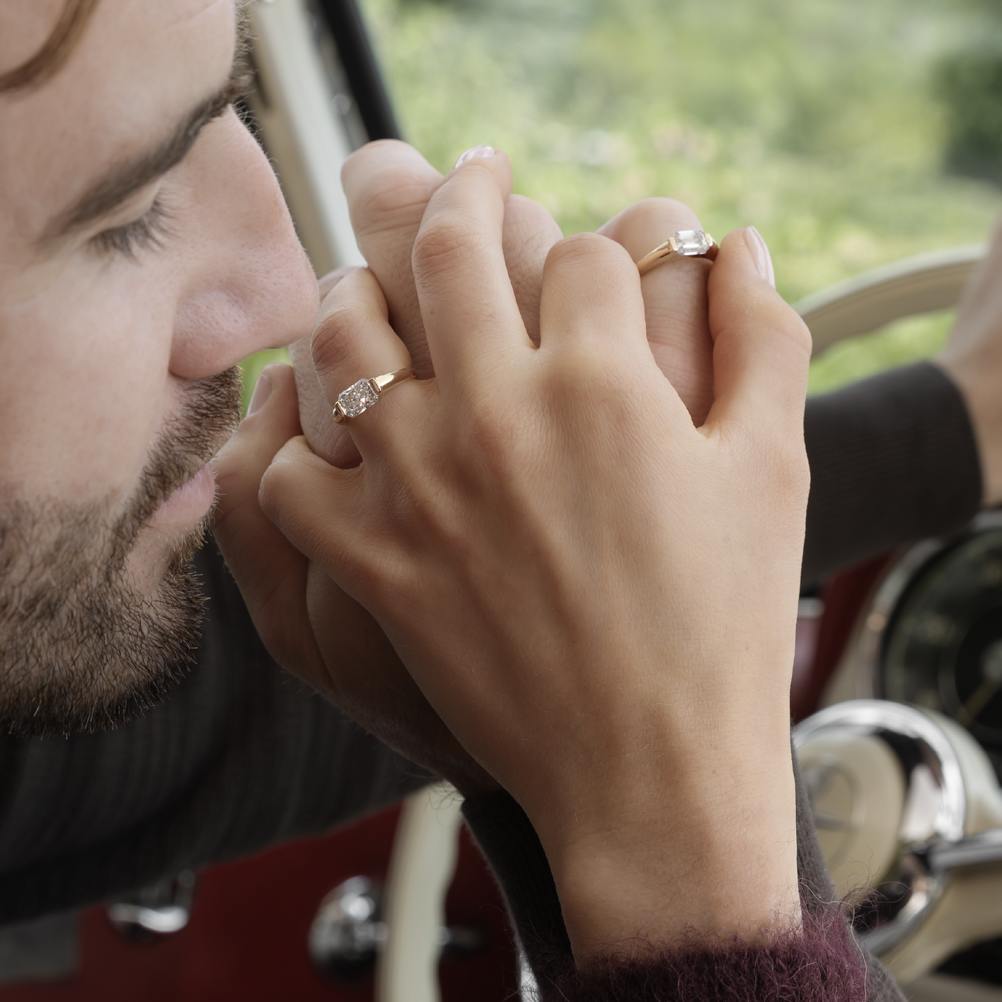 1 CT - 2 CT Radiant Cut Solitaire Half Bezel Type Moissanite Engagement Ring