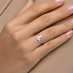 2 CT Pear Cut Half Bezel Floating Solitaire Moissanite Engagement Ring