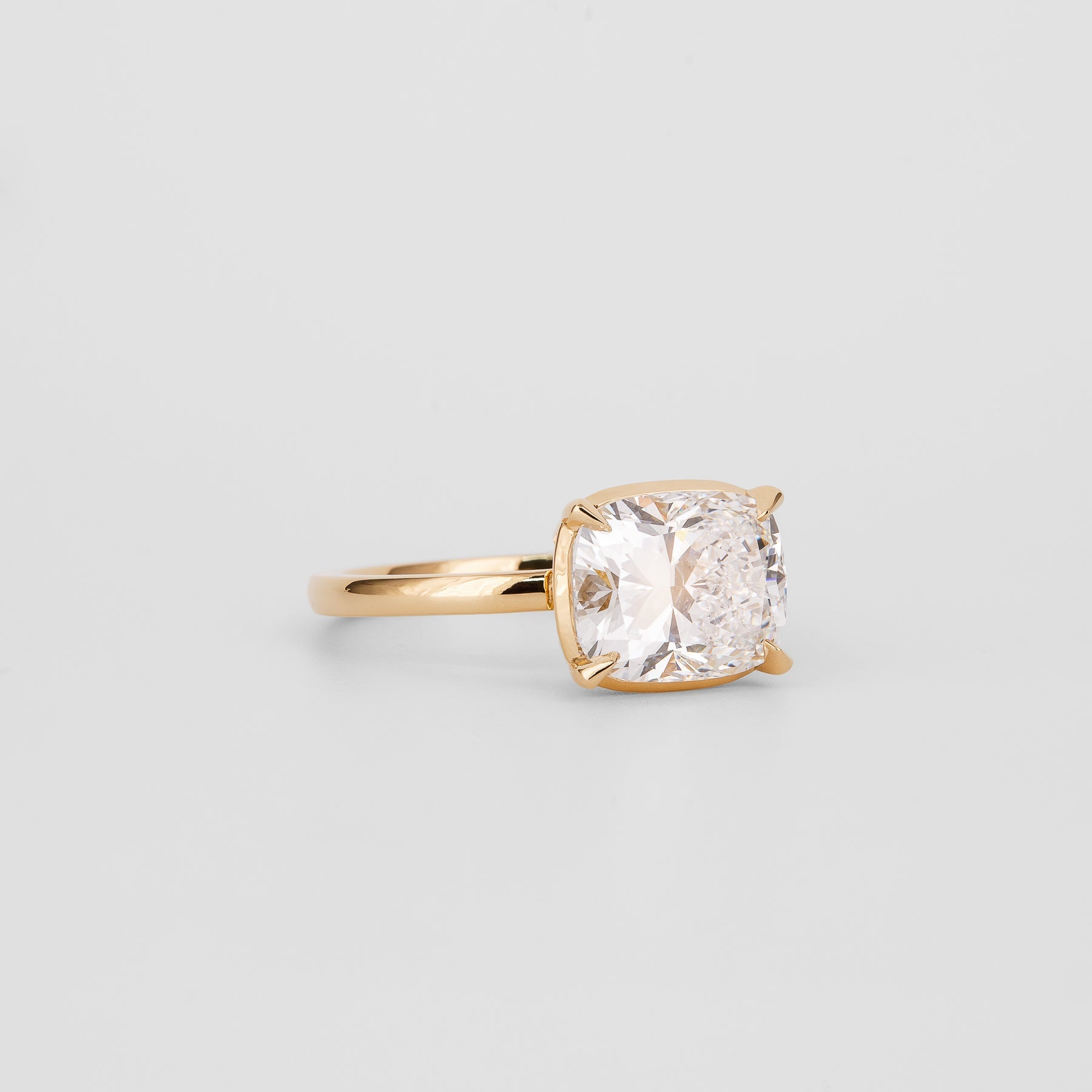 3 CT - 4 CT Elongated Cushion Cut Lab grown Diamond Solitaire Engagement Ring