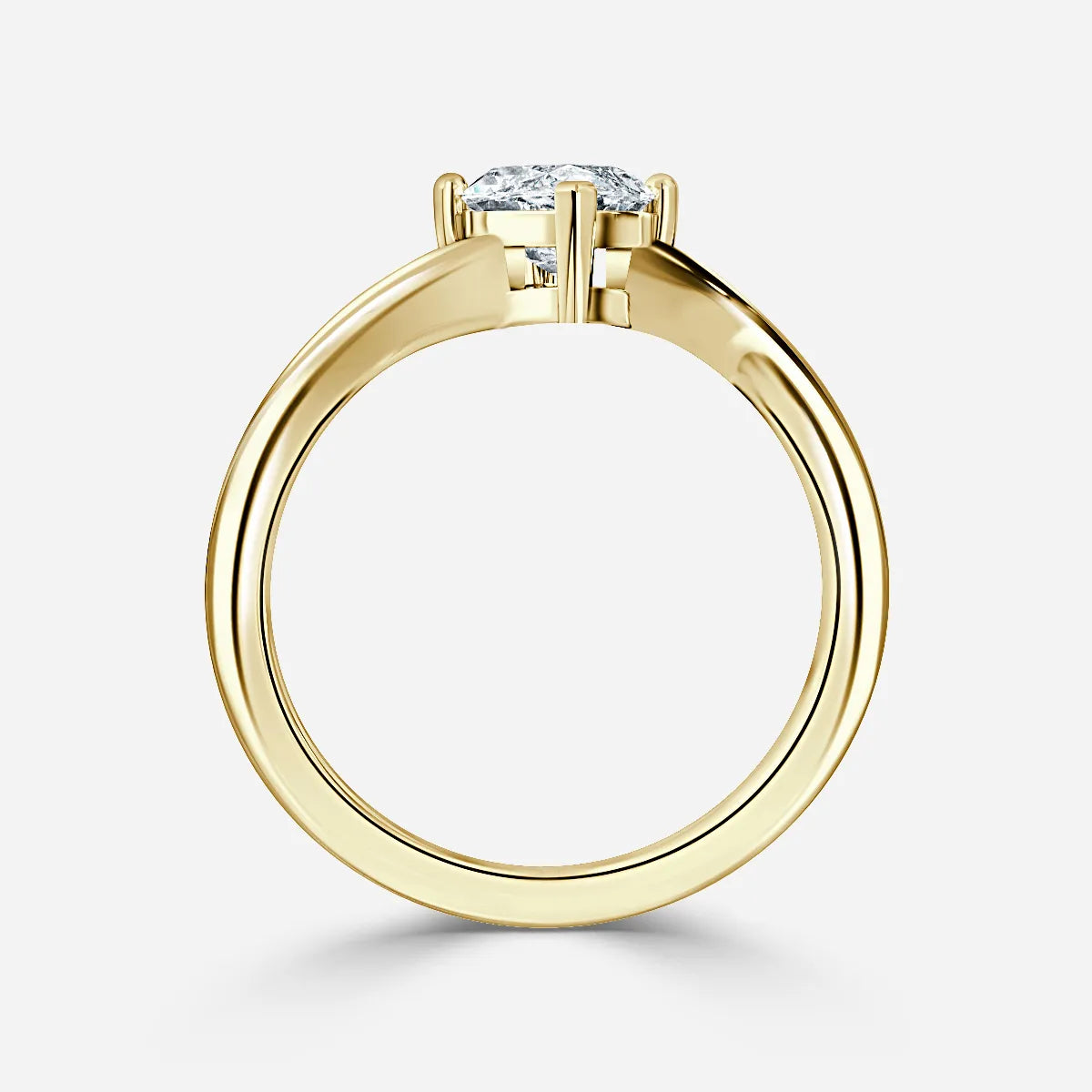 0.9 CT - 1.9 CT Marquise Cut V-shaped Band Solitaire Moissanite Engagement Ring