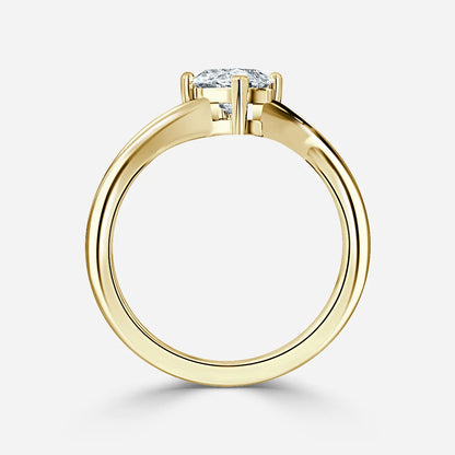 0.9 CT - 1.9 CT Marquise Cut V-shaped Band Solitaire Moissanite Engagement Ring