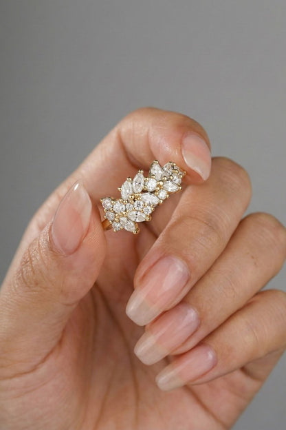 Marquise Cluster CVD Diamond Wedding Band