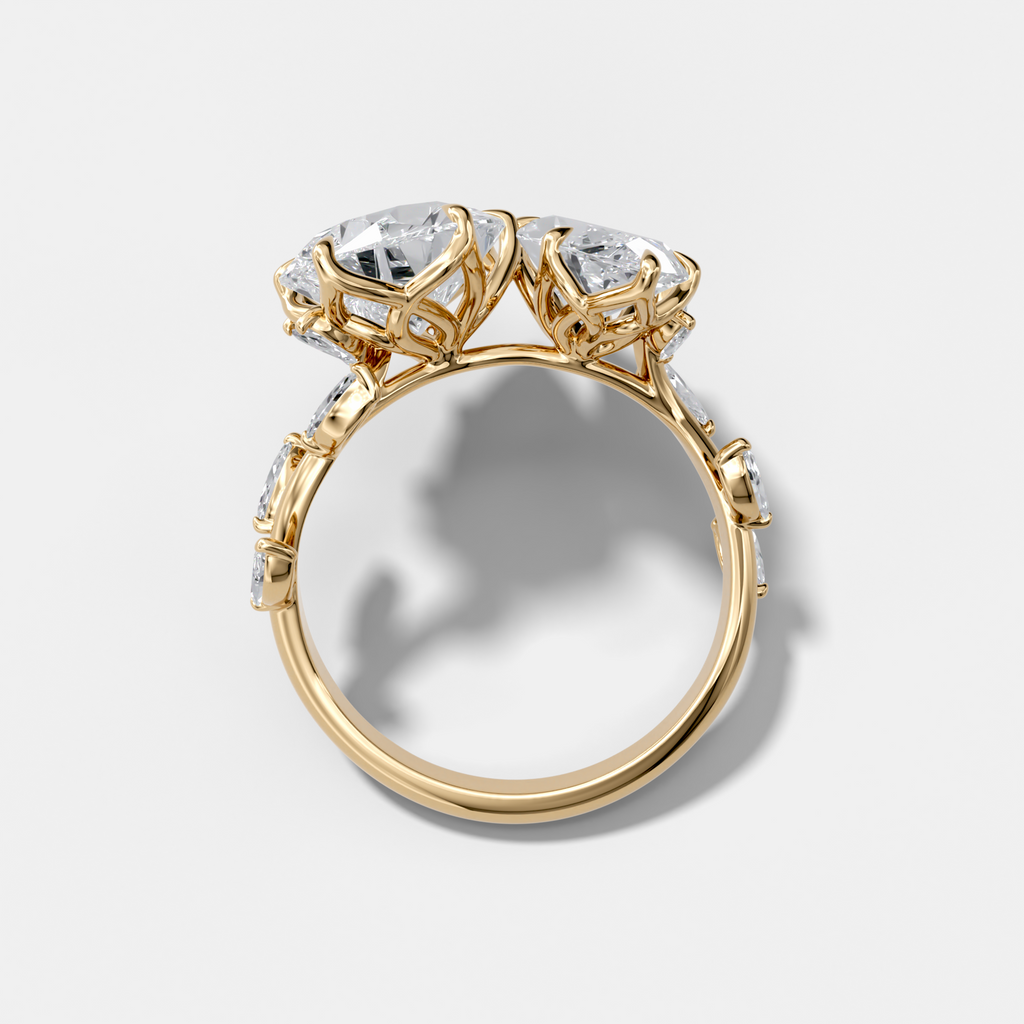 3.5 TCW Pear & Marquise Cut Lab grown Diamond Two Stone Nature Inspired Engagement Ring