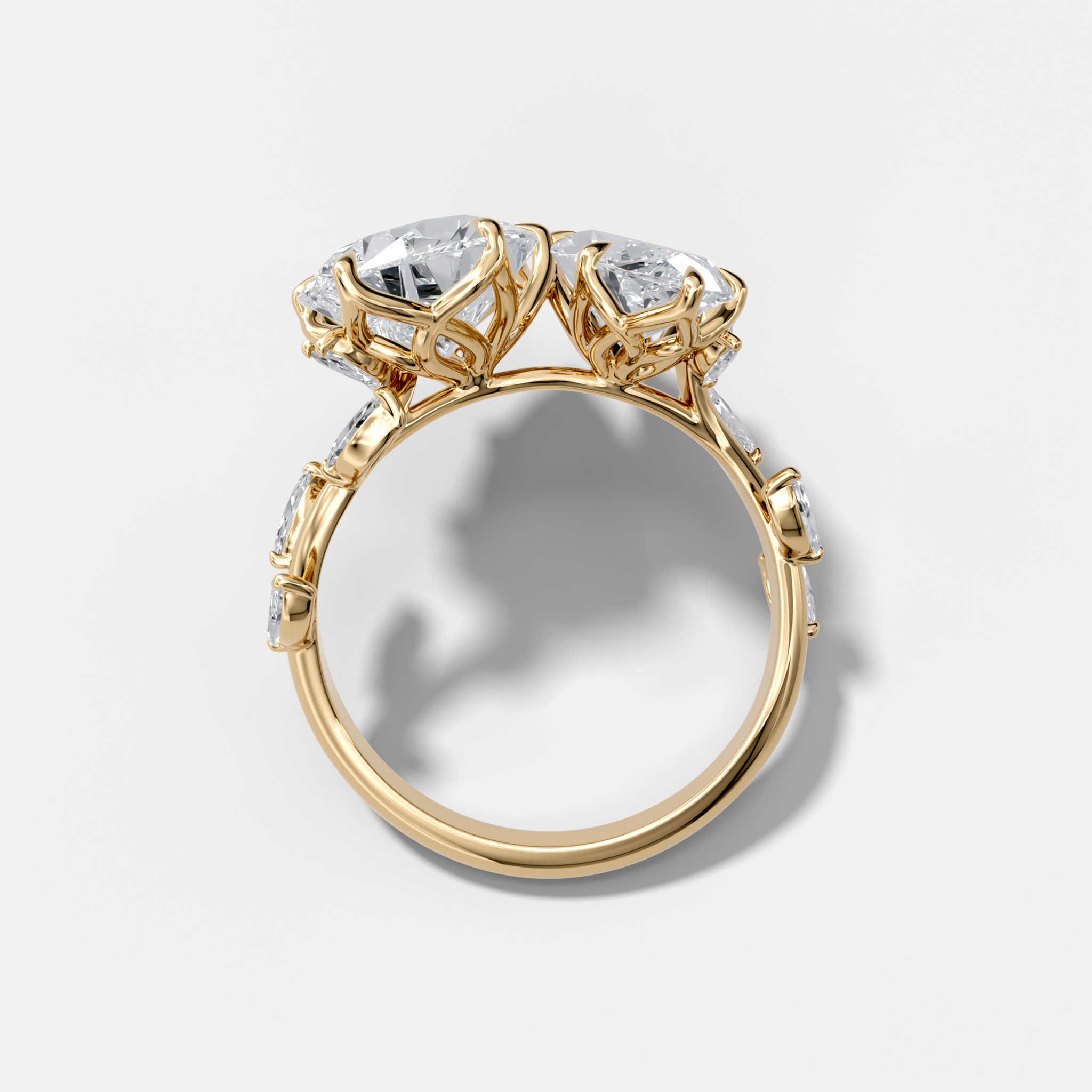 3.5 TCW Pear & Marquise Cut Lab grown Diamond Two Stone Nature Inspired Engagement Ring