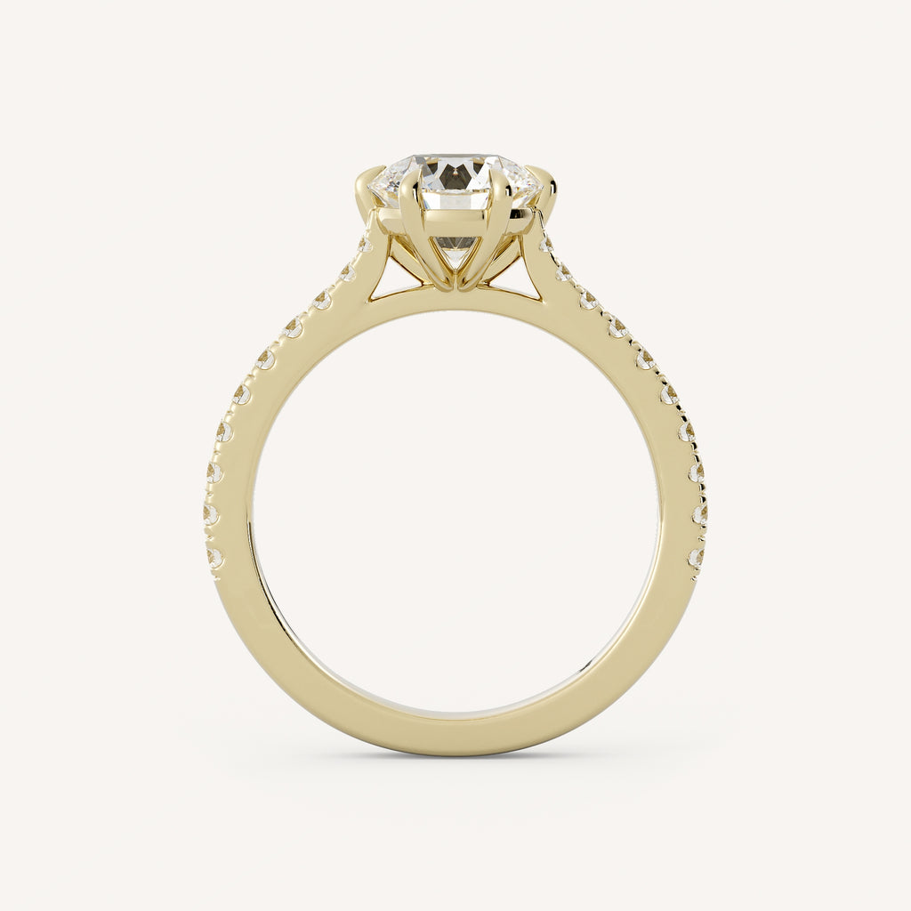 1 CT - 2 CT Round Cut Lab grown Diamond Pave Engagement Ring