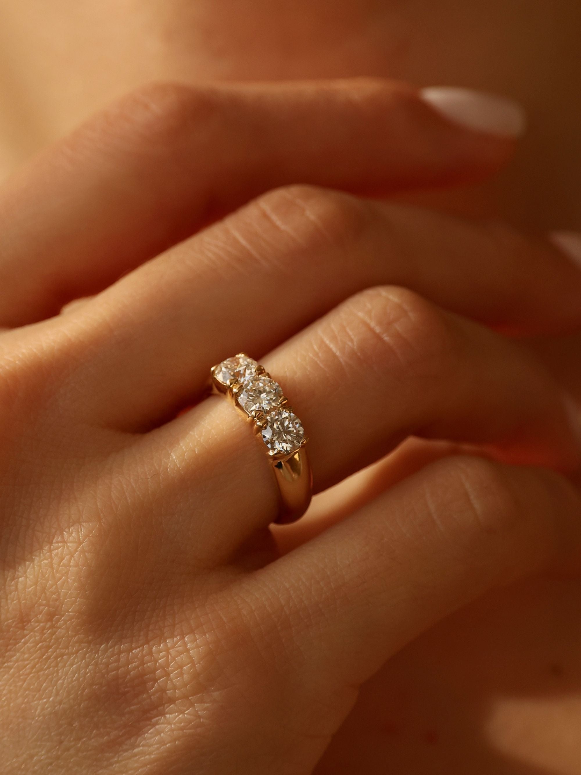 1.5 TCW  Round Cut Lab grown Diamond Three Stone Engagement Ring
