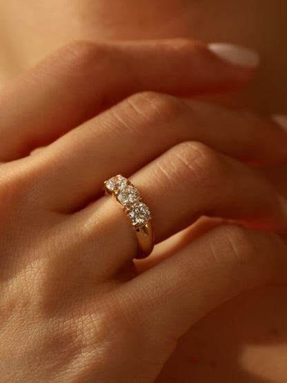 1.5 TCW  Round Cut Lab grown Diamond Three Stone Engagement Ring