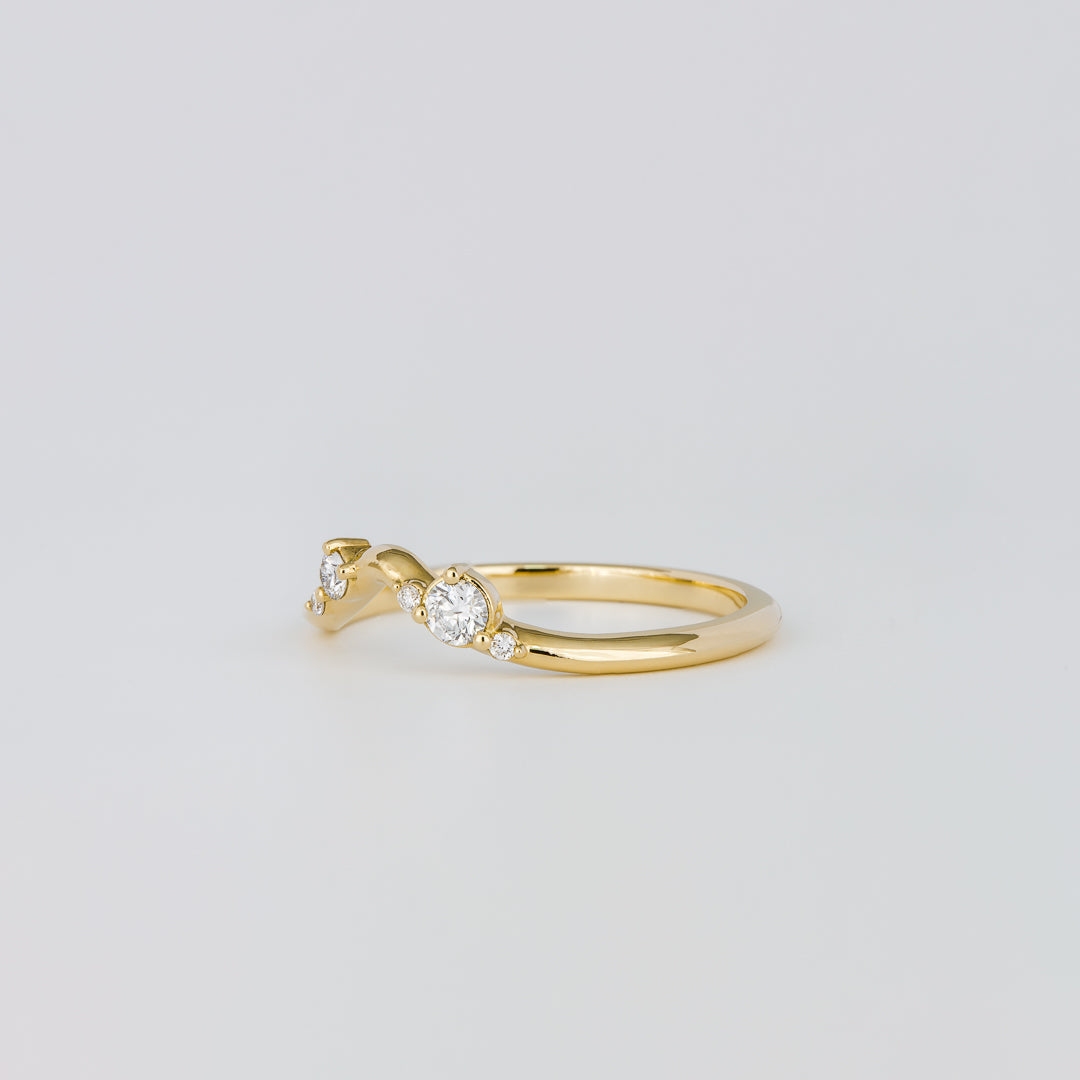 0.12 TCW Round CVD Diamond Curved Scattered Wedding Band