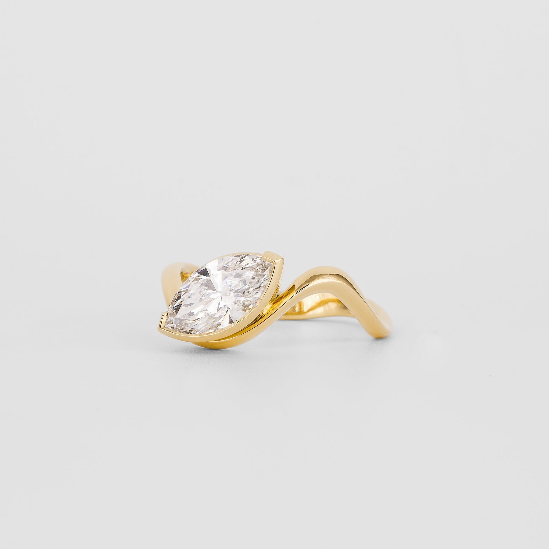 1.14 CT - 2.14 CT Marquise Cut Lab grown Diamond Half bezel Solitaire Engagement Ring