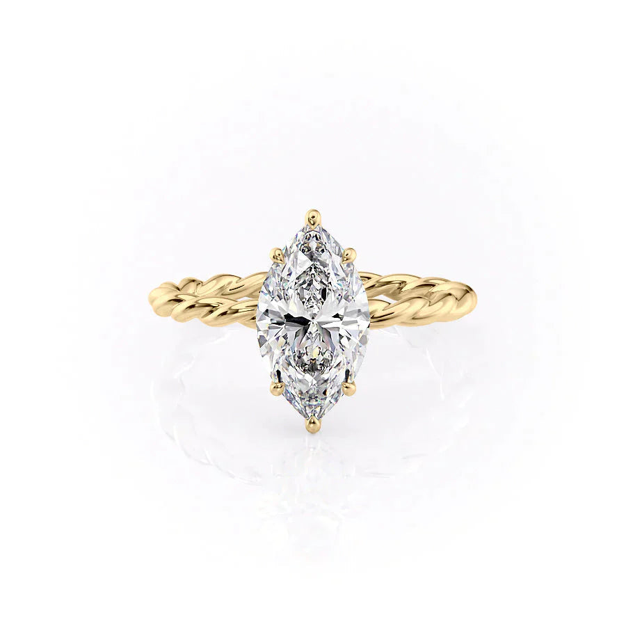 2 CT - 3 CT Marquise Cut Hidden Halo Rope Style Moissanite Engagement Ring