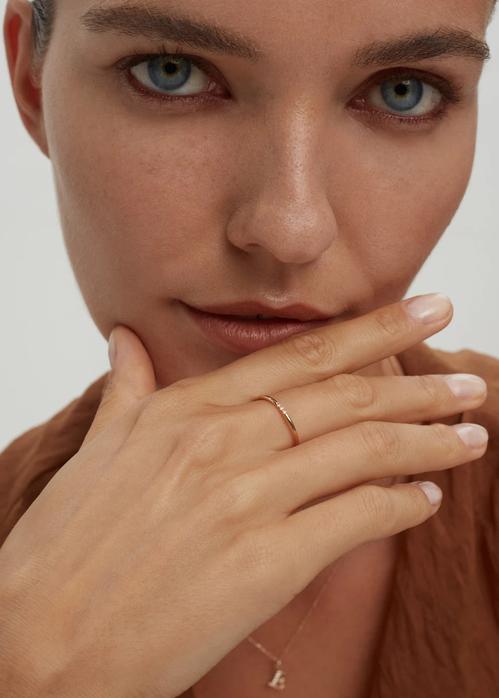 0.018 TCW Round Moissanite Three Diamond Wedding Band